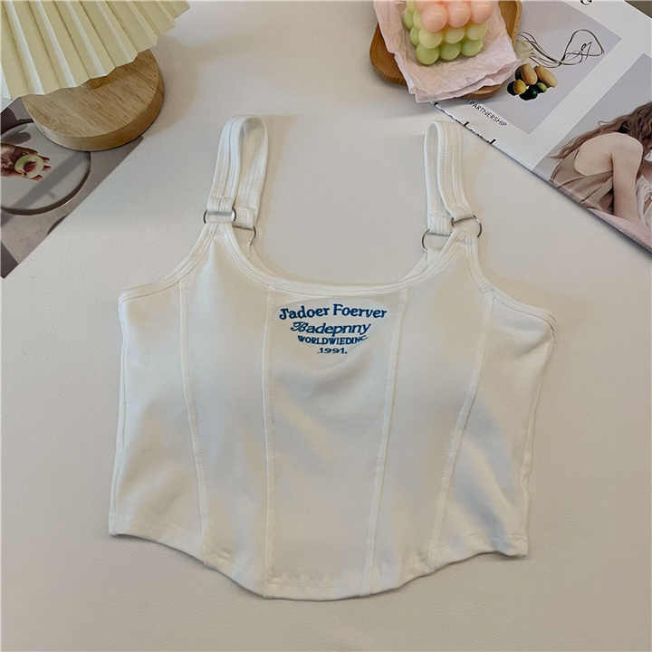 Embroidered Built-in Bra Top