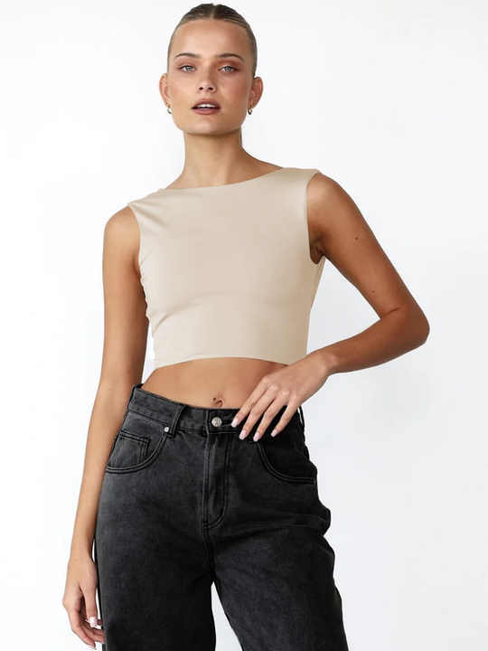 Bare back built-in bra top