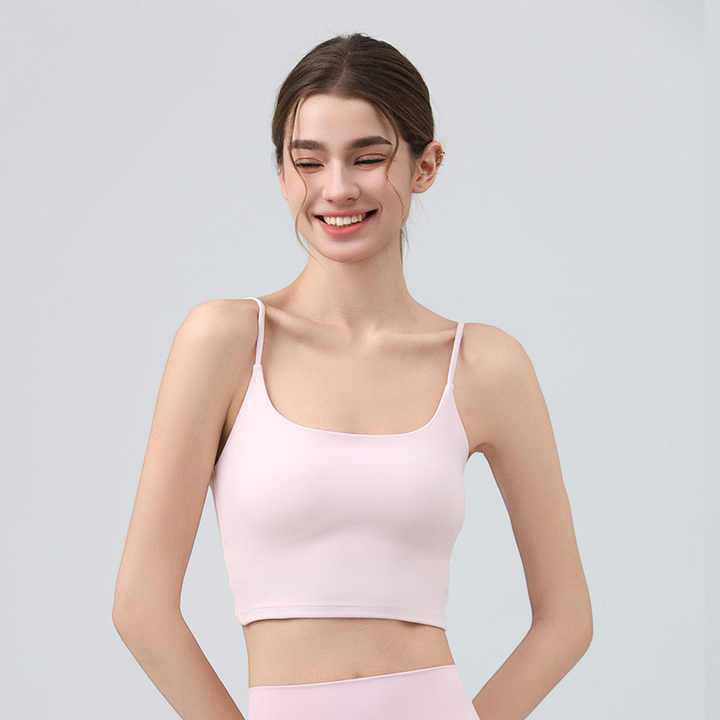 Criss-cross knot back built-in bra top