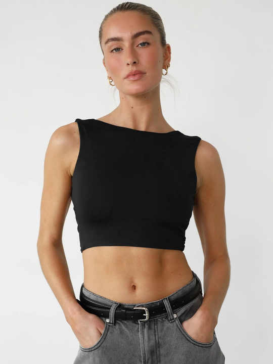 Bare back built-in bra top