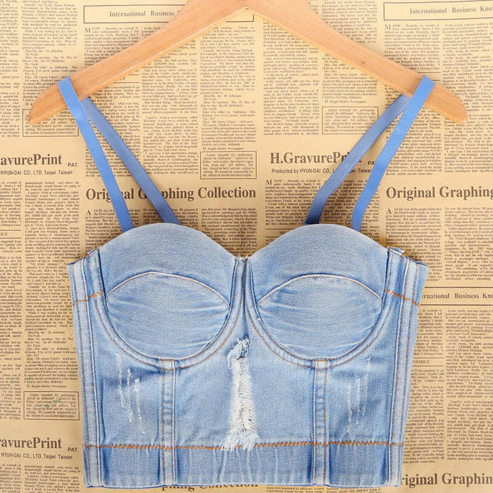 Soft Slay Denim Built-in Bra Top