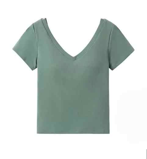 Regular cotton tee with built-in bra