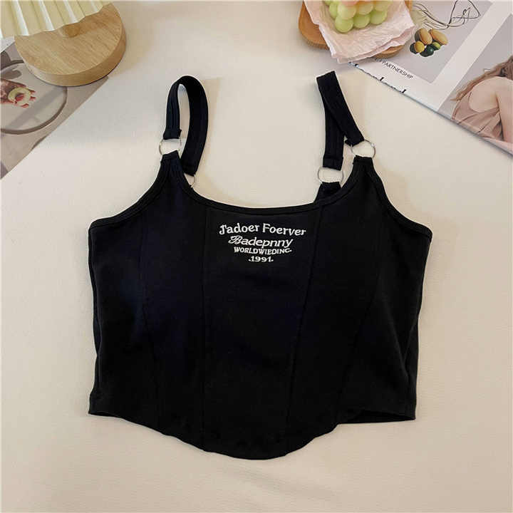 Embroidered Built-in Bra Top