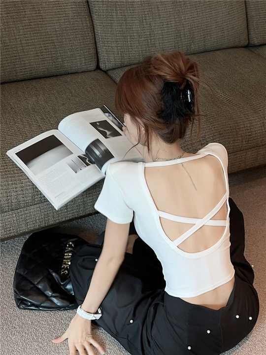 Criss-cross back built-in bra top
