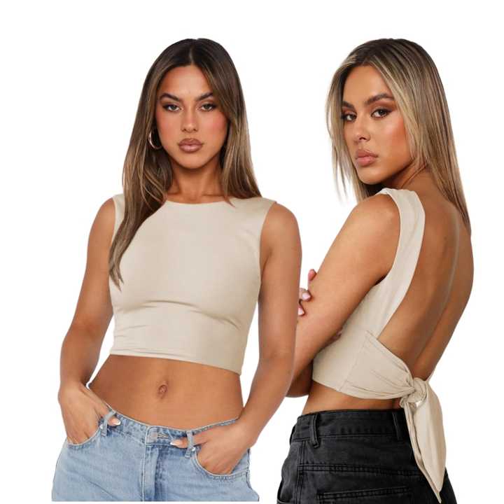 Bare back built-in bra top