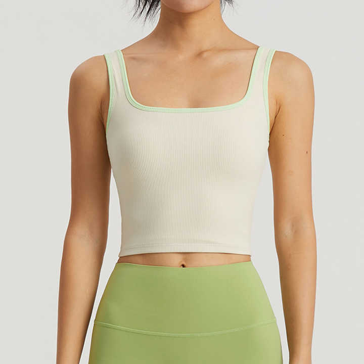 Ribbed tank with built-in bra