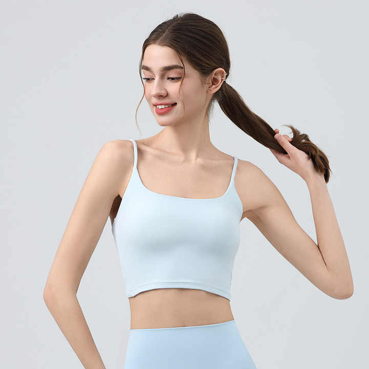 Criss-cross knot back built-in bra top