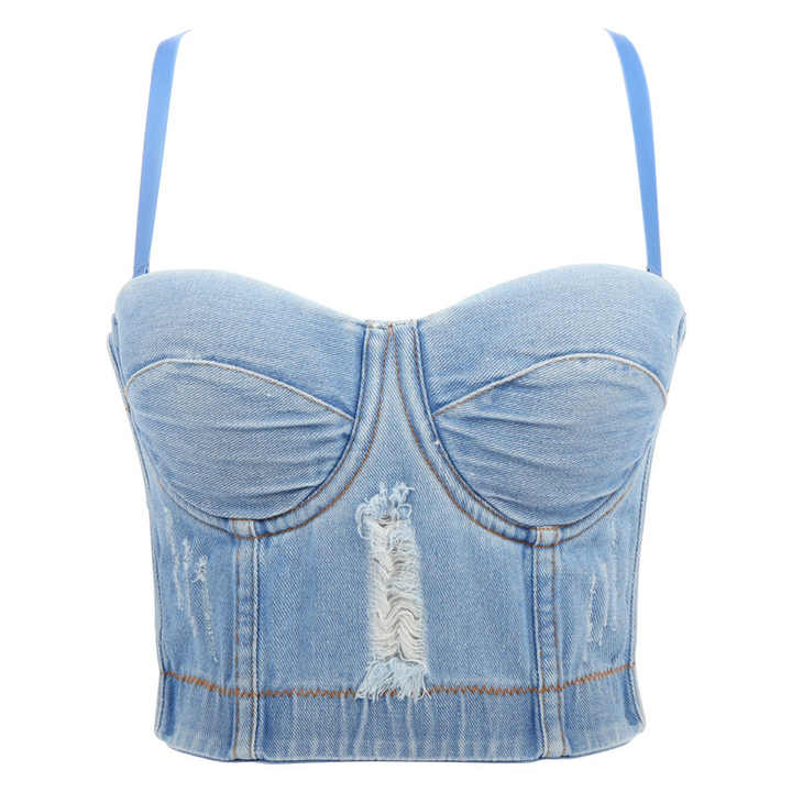 Soft Slay Denim Built-in Bra Top