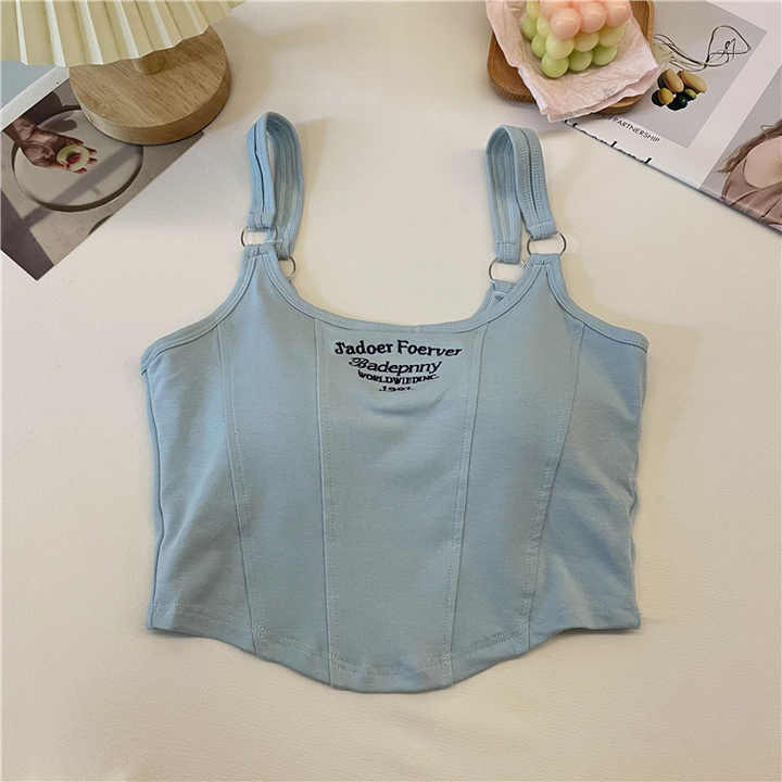 Embroidered Built-in Bra Top