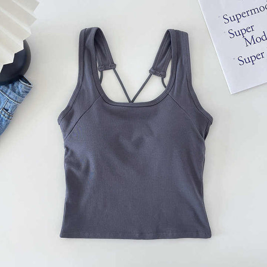 Back strings built-in bra top
