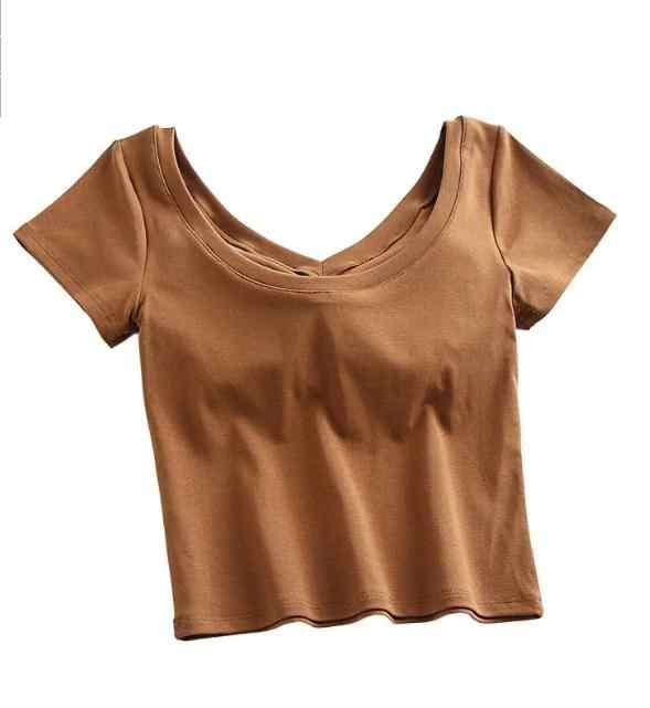 Regular cotton tee with built-in bra