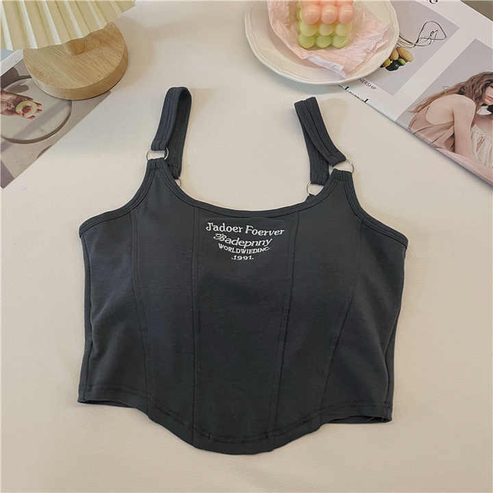 Embroidered Built-in Bra Top