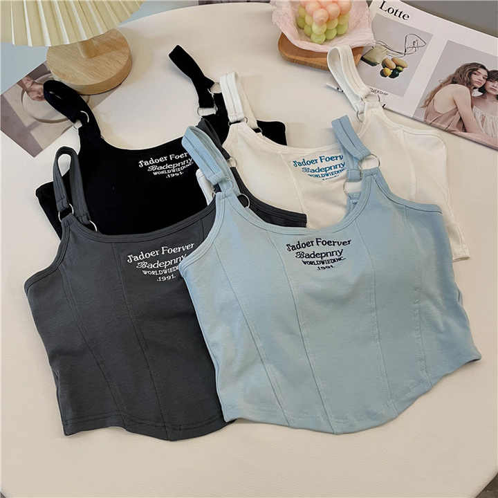 Embroidered Built-in Bra Top