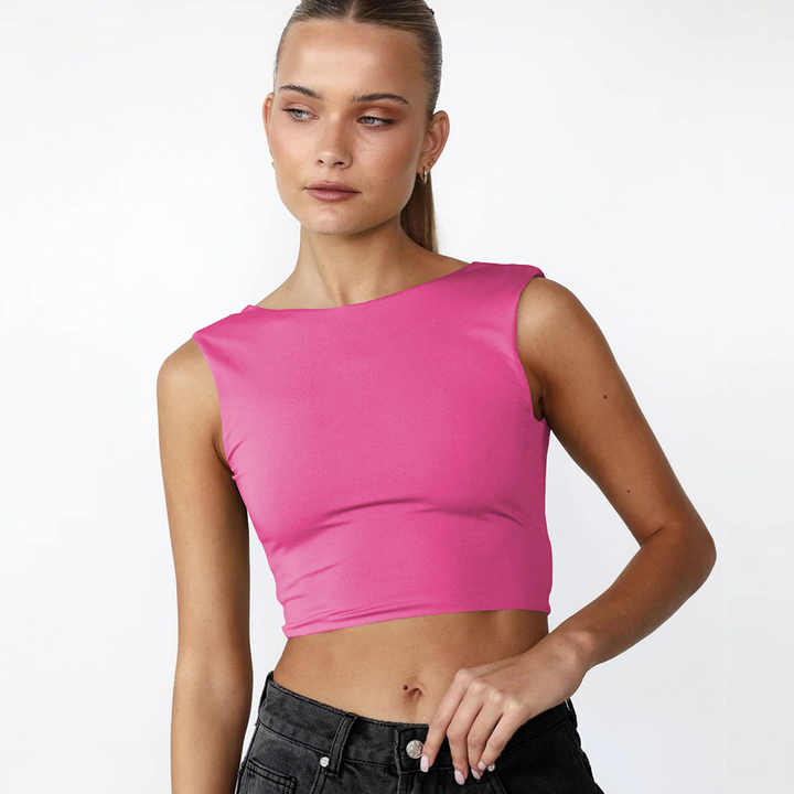 Bare back built-in bra top