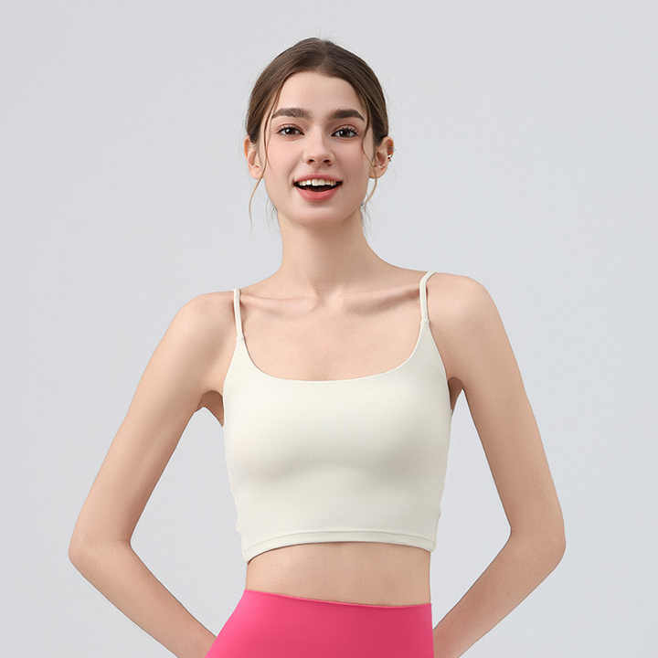 Criss-cross knot back built-in bra top