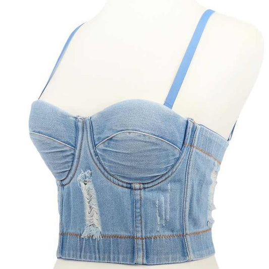 Soft Slay Denim Built-in Bra Top