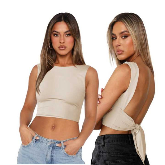 Bare back built-in bra top