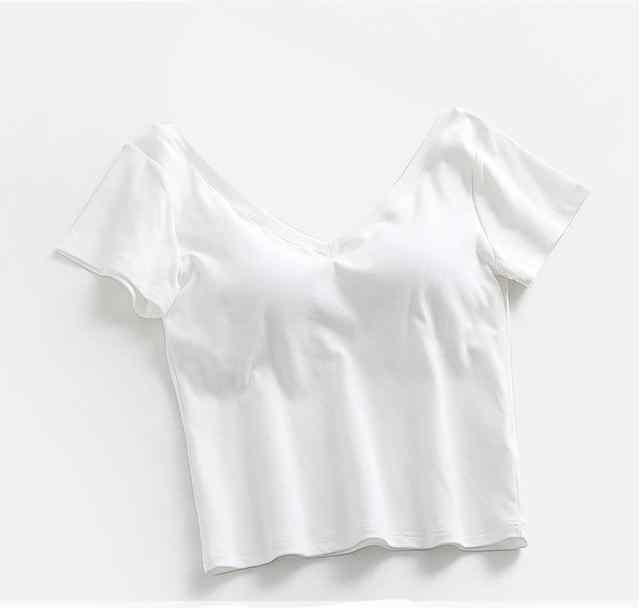 Regular cotton tee with built-in bra
